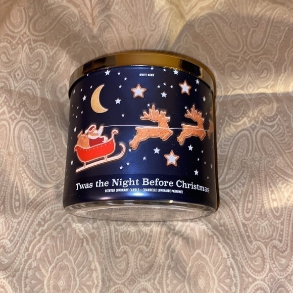 WHITE Barn/ Bath & Body Works ‘Twas the Night Before Christmas 3 Wick Candle NWT - Picture 4 of 6